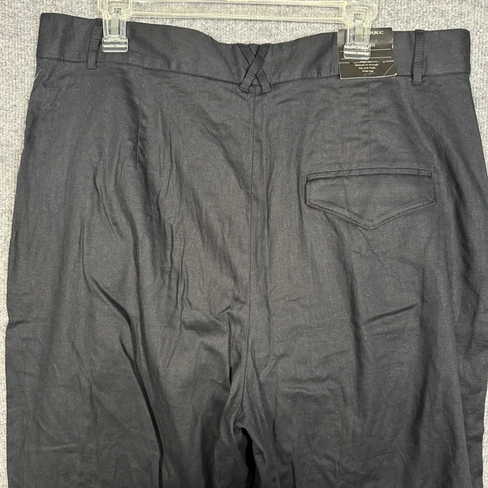 New Banana Republic Plus Size 18 Wide Leg Pants Black Linen Cotton Blend Stretch